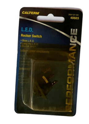 Calterm Illuminated L.E.D. Rocker Switch 25A/12V BLUE # 40603 - Image 1 of 2