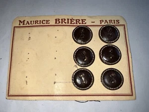 6 anciens boutons Maurice Brière Paris cuir marron  diamètre 2 cm N° 21 - Picture 1 of 3