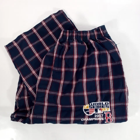 Boston Red Sox World Series Pajama Pants Blue Plaid World Series 2007 Men's M Cover