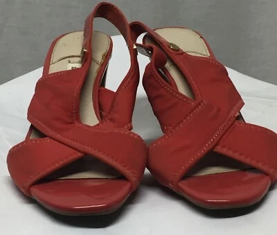 Dana Buchman Sadie Coral Orange Slingback Sandals Stacked Heels Open Toe Sz 7M  Foto 1 de 4