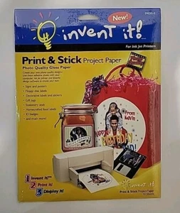 Invent It! Carta Progetto Stampa e Stick Carta Foto Qualità Lucida 10 Fogli Nuova - Foto 1 di 2