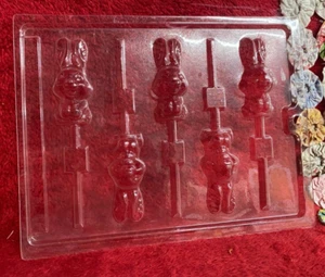 Hase Kaninchenkopf Sauger Schokoladenformen mit fünf Saugern - Bild 1 von 3