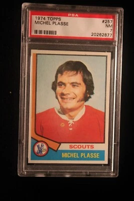 1974 Topps  MICHAEL PLASSE  3257   PSA NM 7  Hockey Kansas City Scouts - Image 1 of 2