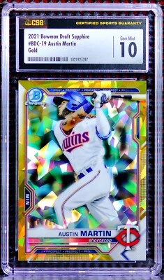 AUSTIN MARTIN  -  2021 BOWMAN CHROME DRAFT SAPPHIRE GOLD REFRACTOR #BDC19  - Image 1 of 2
