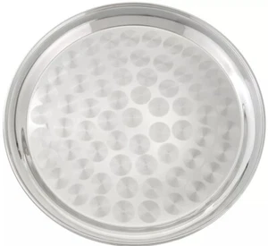 NEW Round Stainless Steel Tray with Swirl Pattern 12-Inch - Picture 1 of 2
