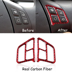 2*Red Carbon Fiber Steering Wheel Button Trim Fit For BMW 3 Series E90 2005-2012 - Bild 1 von 7