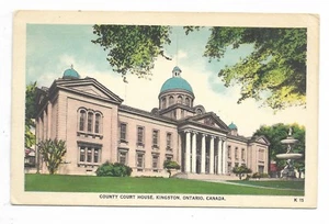Kingston Ontario ON Postcard County Court House Street View Unused White Border - Bild 1 von 2