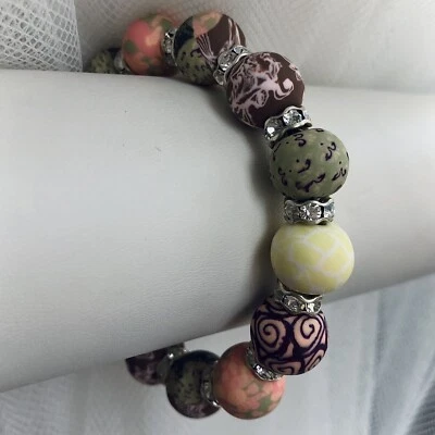 Коренастый серебряный ручной работы мяч эластичной браслет новый с Ярлыками - Изображение 1 из 2