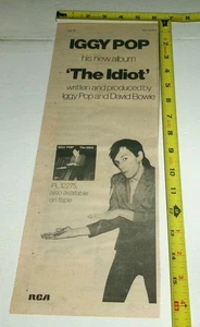 IGGY POP Vintage Original Album Ad Advert 1977 The Idiot Punk Rock Stooges #2 - Picture 1 of 1