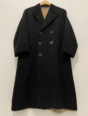 DE COLECCIÓN AÑOS 20 30 GABARDINA SOBRE ABRIGO DOBLE BOTONADURA LANA HOBO LANA TRABAJO PLUMERO CHAQUETA Foto 1 de 4