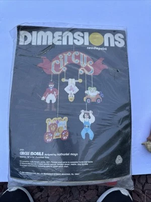 VTG 1980 Dimensions Needlepoint 2154 Circus Mobile Plastic Canvas Unopened Tub4 - Image 1 of 4