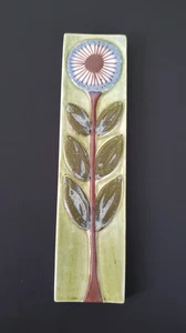 VTG MCM Berte Jessen Royal Copenhagen Tenera Floral Pottery Tile 5.75" Hx1.5" W - Picture 1 of 14