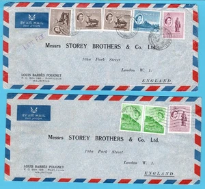 MAURITIUS 2 air covers 1954-56 Port Louis to England - Picture 1 of 2