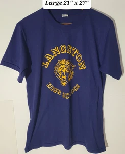 Vintage 70s/80s Langston High School Blue XL Men's T-Shirt Single Stitch - Picture 1 of 5