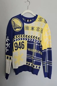 Golden State Warriors Sweater Men's Size S NBA Blue Yellow White Retro Inspired - Picture 1 of 7