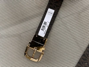 New MICHAEL KORS Reversible MK LOGO Adjustable Belt BLACK/Brown SIZE M - Picture 1 of 7
