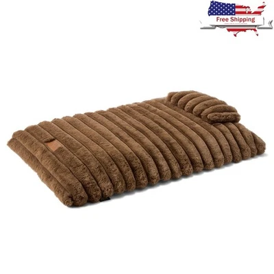 Luxe Cuddle Pet Bed Soft Faux Fur Ribbed Pillow Non-Slip Machine Washable New - Image 1 of 4
