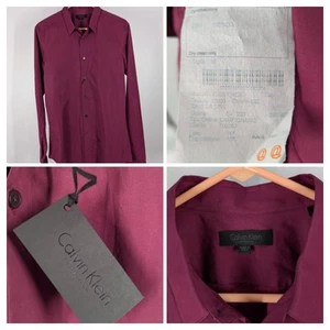 Calvin Klein Collection Plum NWT Slim Dress Shirt Medium Italy 38" Vintage Y2K - Picture 1 of 8