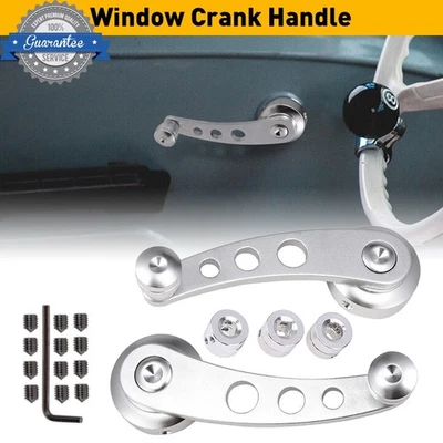 2X Manivela enrolladora de ventana plateada manivela de puerta manual para Chevrolet Nissan Honda Foto 1 de 4