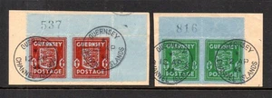 Occupazione tedesca Guernsey 1942 francobollo 4/5 in coppia stemmi nazionali usato - Foto 1 di 2