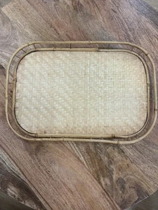 Set (10) Vintage Bamboo Trays Woven Rattan Wicker Boho Tiki Bar Party Serving - Picture 1 of 4