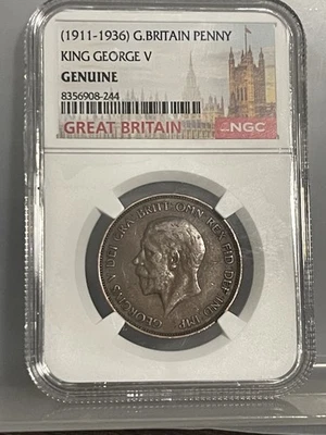 1935 G.BRITAIN PENNY GENUINE KING GEORGE V IN NGC Slab - Image 1 of 2