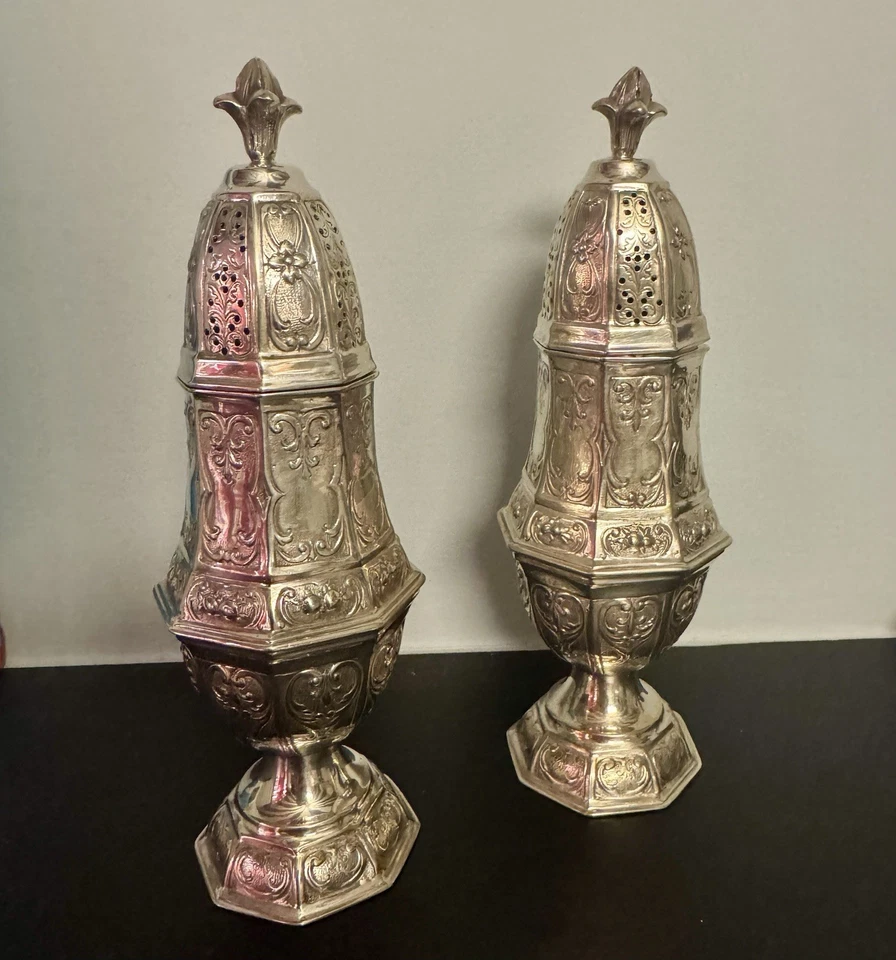 ENORME par de ruedas de azúcar de plata alemanas, George Roth (?), Hanau, C1900 (322g) Foto 1 de 4