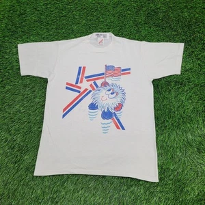 Vintage 90s Patriotic Cartoon Shirt Women Medium 18x24 White - Picture 1 of 16