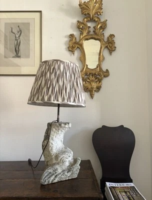 A Composite Stone Dolphin Head Lamp, Newly Wired and PAT test, 55cm - Image 1 of 4