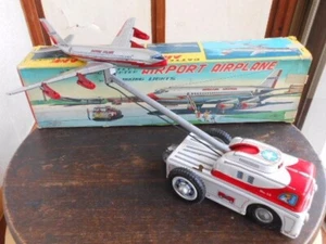 Yonezawa Super Vhtf Nomura Toy Airplane Towing Car Tin Box Vintage Limited Rare - Picture 1 of 3