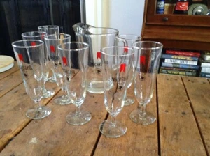 Michelob 56 Oz. Pitcher & 8 Glasses 1896 Logo Man Cave - Picture 1 of 3