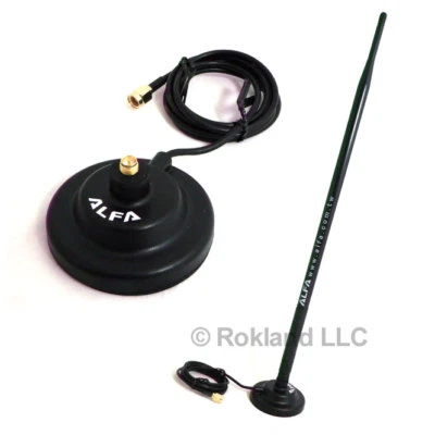 ALFA ARS-N19M 9dBi WiFi RP-SMA Omni-Directional Dipole Antenna & magnet base - Image 1 of 4