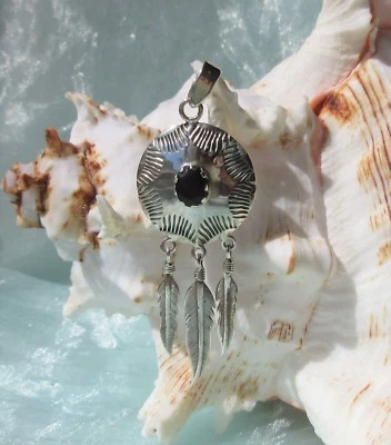 Ω Rimorchio Onice Disco Piuma Argento Sterling 925 - Immagine 1 di 4