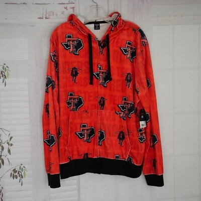 NWT Texas Tech Red Raiders Hoodie XL Orange Velvet Full Zip Long Sleeve Pockets - Image 1 of 4