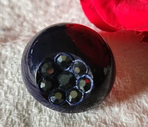 Bouton vintage parurier collection fleur strass bleu bijoux 2,1 cm ref 579 - Picture 1 of 5