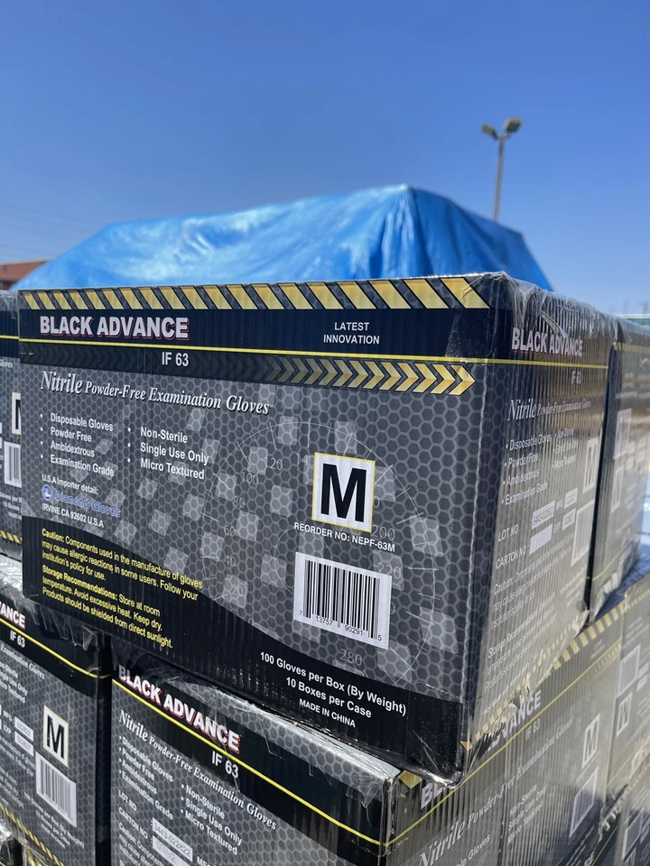ADVANCE 6 Mil Black Exam Nitrile Gloves Powder Latex Vinyl Free, Case Of 1000 PCs M