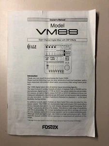 Fostex VM-88 Digital Mixer Manual, Free Shipping - Picture 1 of 1