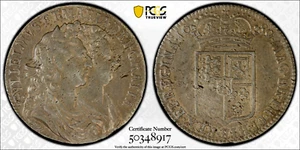 1689 Great Britain 1/2 Crown - PCGS AU50 - British William & Mary Half Crown - Picture 1 of 4