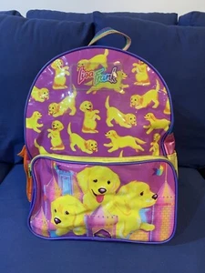 Vintage Lisa Frank Sandcastle Puppies Golden Full Size Vinyl Backpack Rare 90s - Picture 1 of 15