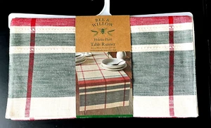 Neu BEE & WILLOW Urlaub karierter Tischläufer 14"" x 90"" - 100 % Baumwolle - rot & grün - Bild 1 von 13