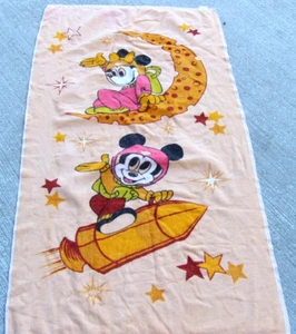 Toalla de baño vintage Mickey Minnie Mouse nave espacial luna Walt Disney World - Imagen 1 de 2