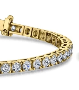 25 ct Round Diamond Tennis Bracelet 14k yellow gold Lab Grown IGI certified F VS - Picture 1 of 7