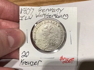 Alemania 1807 Wurttemberg 20 Crucero Plata XF - Imagen 1 de 7
