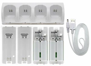 4× Rechargeable Battery Pack + Charger Dock For Nintendo Wii Remote Controller - Picture 1 of 5