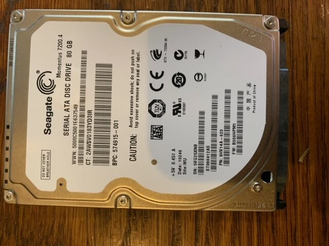 HP / Seagate ST980412AS 80Gb laptop SATA hard drive 574915-001 - Image 1 of 1