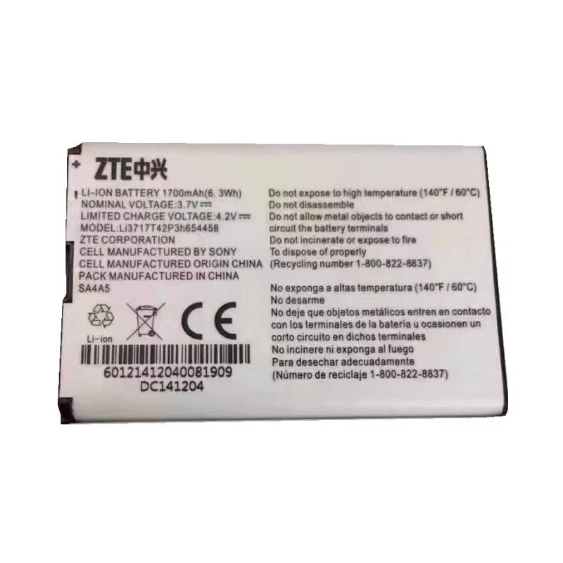 Battery Li3717T42P3h654458 For ZTE 890L Jetpack EUFI890 MF63 U790 1700mAh - Image 1 of 1