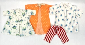Vintage Doll Robe Clothes Lot 8" Pajamas Kimono Flannel Floral Dot Stripe - Picture 1 of 6