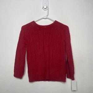 Oshkosh Fuzzy Sweater Girls Size 10 Red Long Sleeve Pullover Crew Neck - Picture 1 of 4