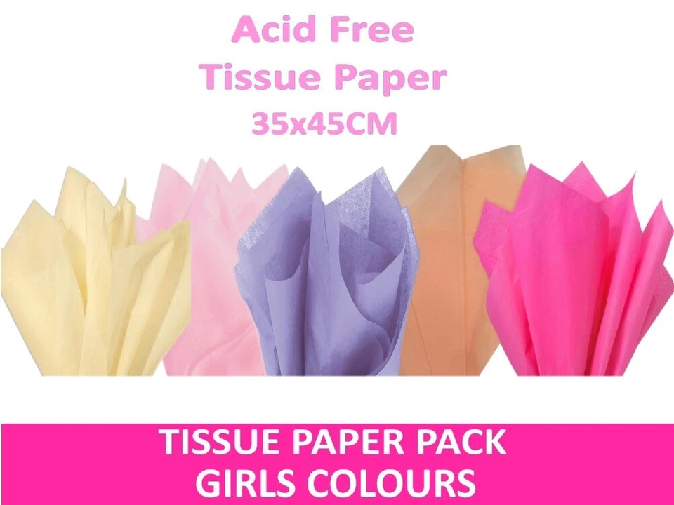 MUSTBEBONKERS GIRLS MIX OF COLOURS Tissue Paper Arts and Craft Sheets 35x45cm - Acid Free