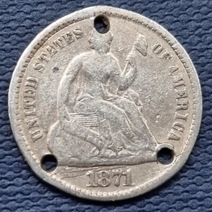1871 Seated Liberty Half Dime 5c Better Grade VF Details #62617 - Picture 1 of 2